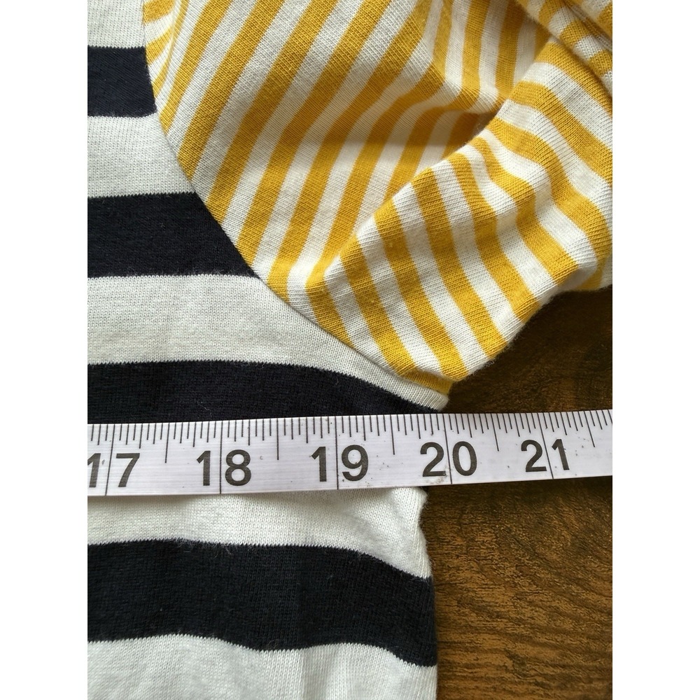 Talbots Authentic Tee Mixed Striped Navy Yellow White 3/4 Sleeves Size Medium - Picture 6 of 7
